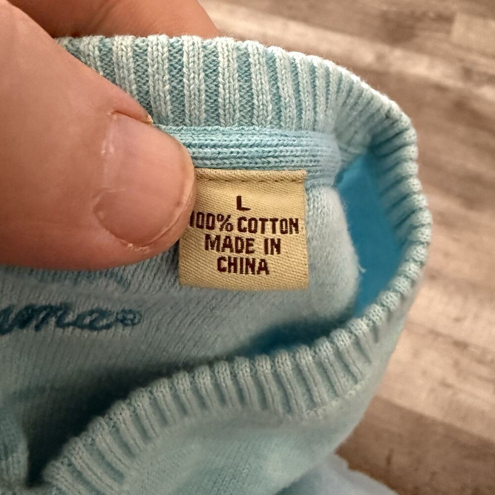 Tommy Bahama Cotton Sweater Mens Large Aqua V-Neck 2 If By Sea Pullover T4391 - Picture 4 of 8